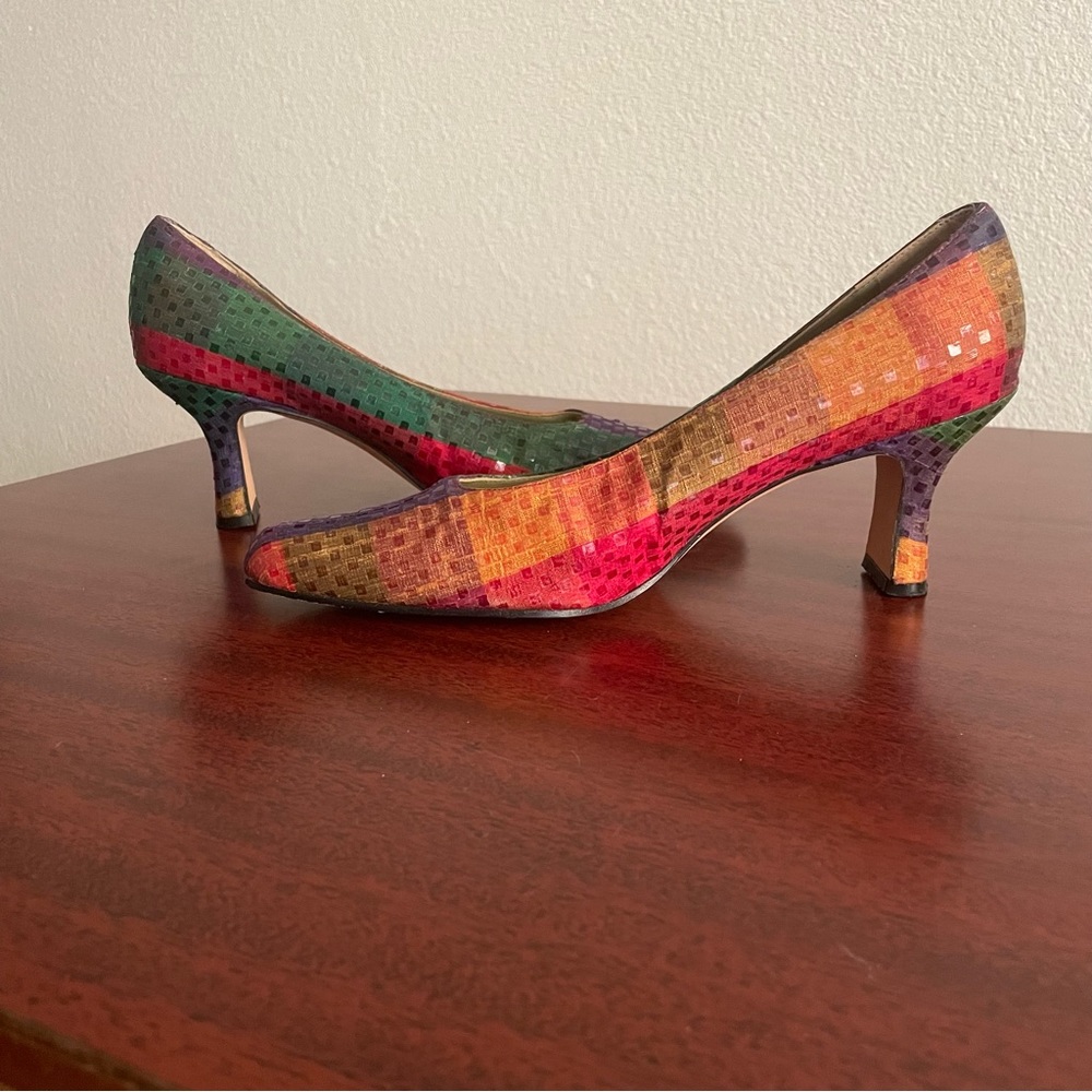 Vintage Retro Cianni Multicolor Patchwork Women’s Pumps Heels Made in Spain